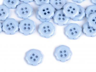 Kunststoffknopf 4-löchrig Ø 12mm Blütenform Hellblau